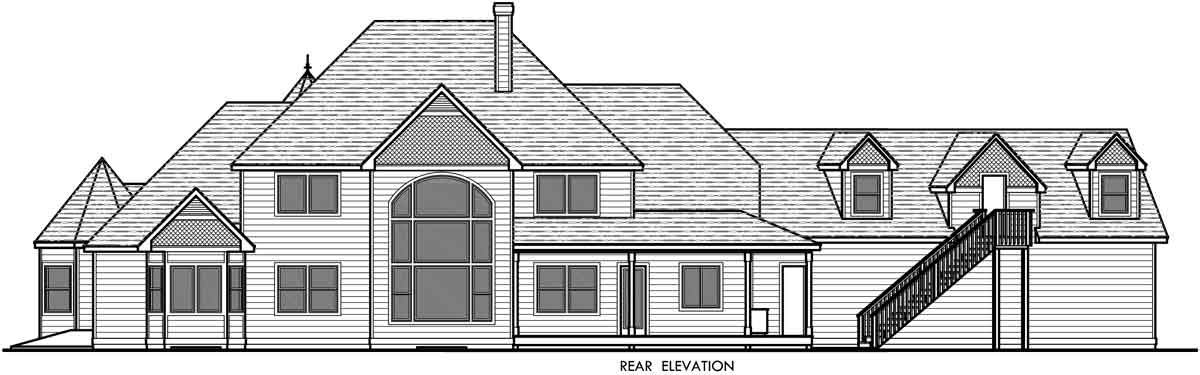 House side elevation view for 10067 Victorian House Plans, Country Kitchen House Plans, Bonus Room Over Garage