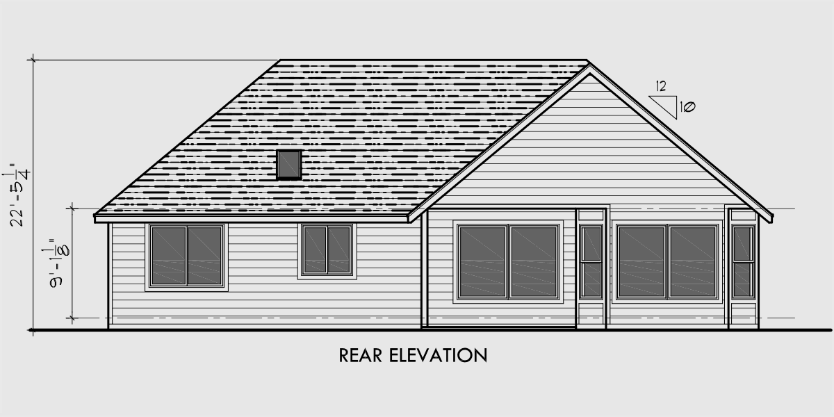 House front drawing elevation view for 10059 One Story House Plans, house plans with bonus room over garage, house plans with shop, 10059