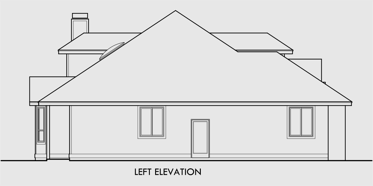House rear elevation view for 9933 House plans, single level house plans, house plans with bonus room, one story house plans, 9933
