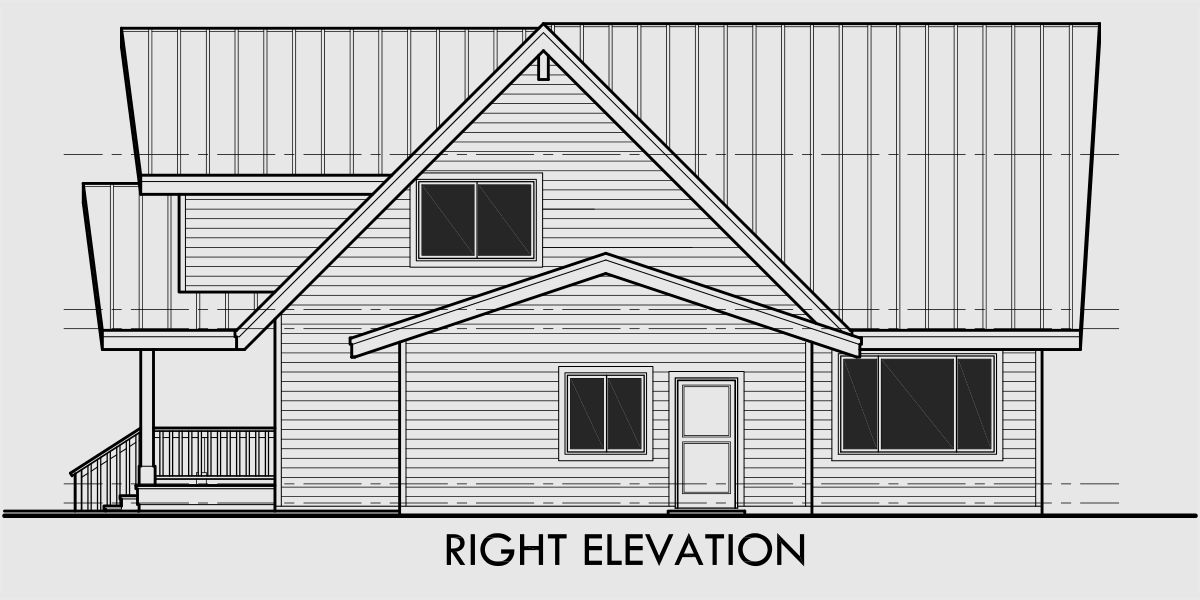 House rear elevation view for 9948 Amazing A-Frame House Plan, Central Oregon House Plan, 5 bedrooms