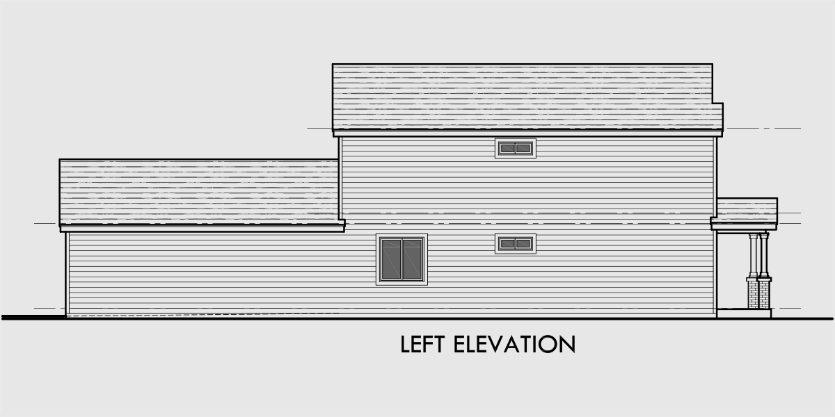 House rear elevation view for 10061 Two story house plans, narrow lot house plans, rear garage house plans, 4 bedroom house plans, 10061