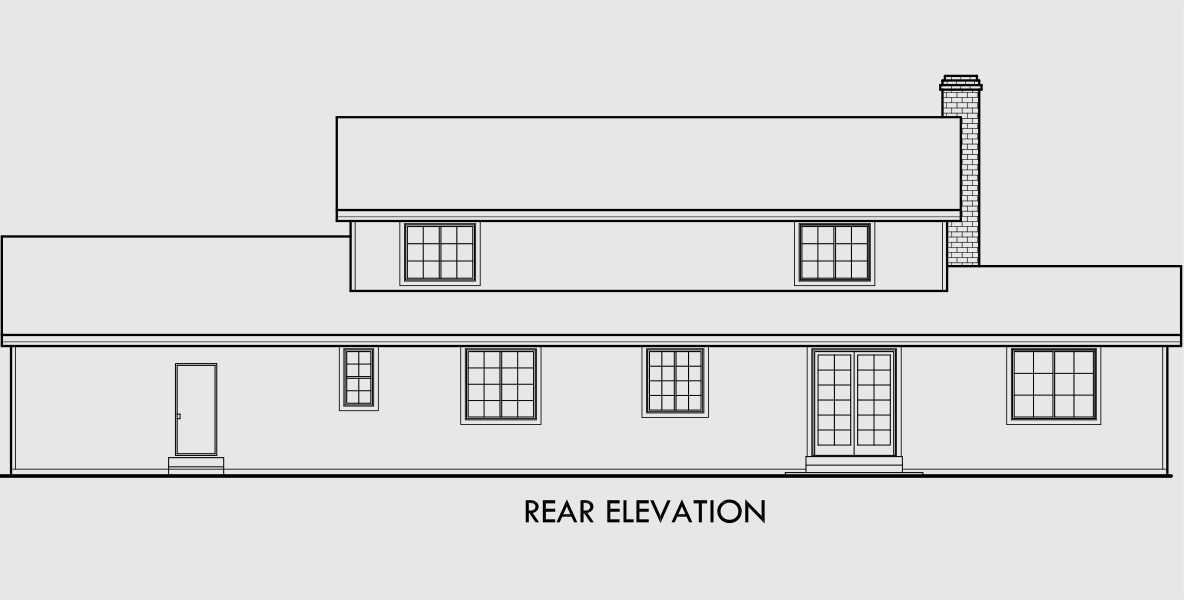 House front drawing elevation view for 9912 Tudor House Plan, master bedroom on main floor, house plans with Loft, 9912