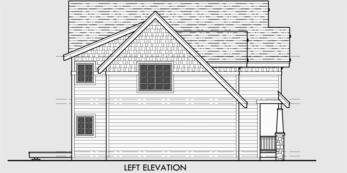 House side elevation view for 10121 40 ft. wide 2 Story Craftsman Plan with 4 Bedrooms