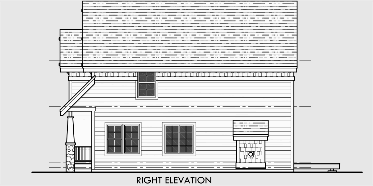 House rear elevation view for 10121 40 ft. wide 2 Story Craftsman Plan with 4 Bedrooms