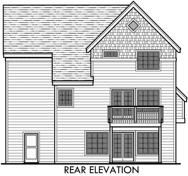 House front drawing elevation view for 10095 Large Bedrooms & Bonus rm w/ Daylight Basement 2 car garage den covered porch 40 wide 42 deep