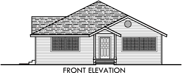 House front color elevation view for 10051 One Level Home Design w/ Sun Room
