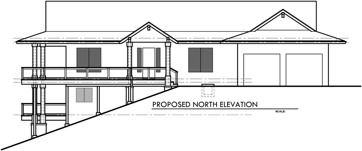 House front color elevation view for 10155 Residential Remodel House Plans for Portland, Beaverton, Lake Osewgo, Multnomah, Clackamas, and Washington County