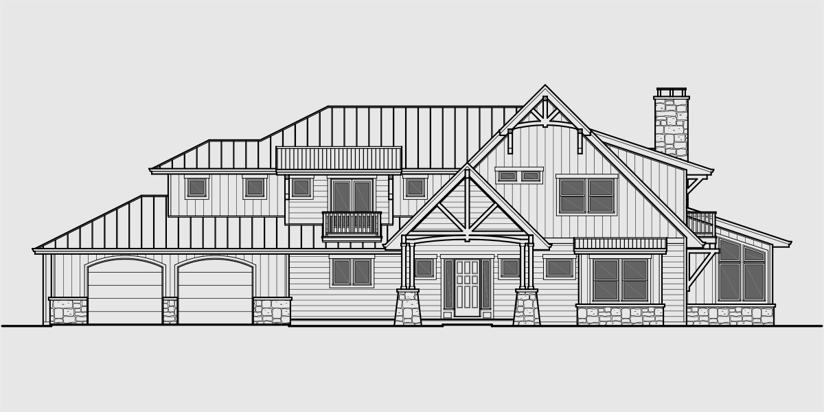 House side elevation view for 10161 Timber frame house plans, craftsman house plans, custom house plans, 10161