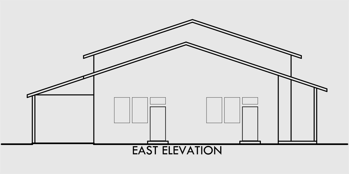 House side elevation view for CGA-114 Agriculture building plans, hay storage building plans, large shop plans