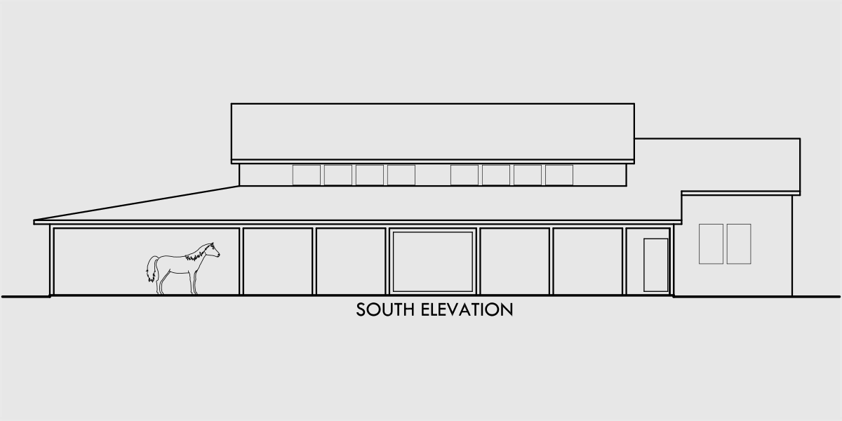 House front drawing elevation view for CGA-114 Agriculture building plans, hay storage building plans, large shop plans