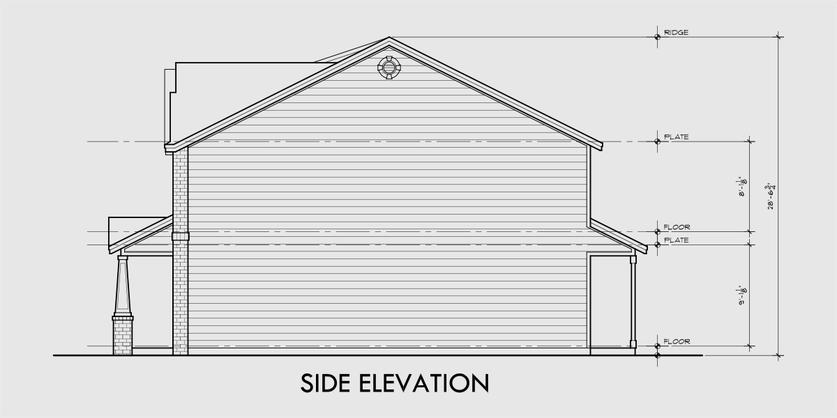 House front drawing elevation view for D-658 Custom Duplex House Plan