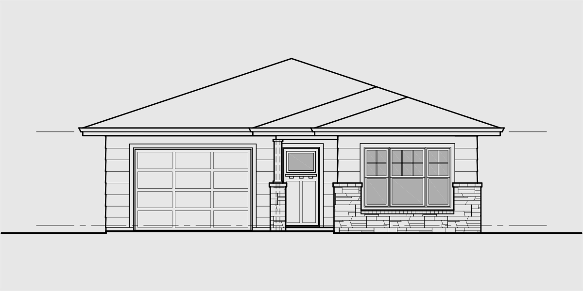 House front drawing elevation view for 10202 Small house plan, two master bedrooms, 10202