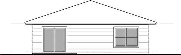 House side elevation view for 10202 Small house plan, two master bedrooms, 10202
