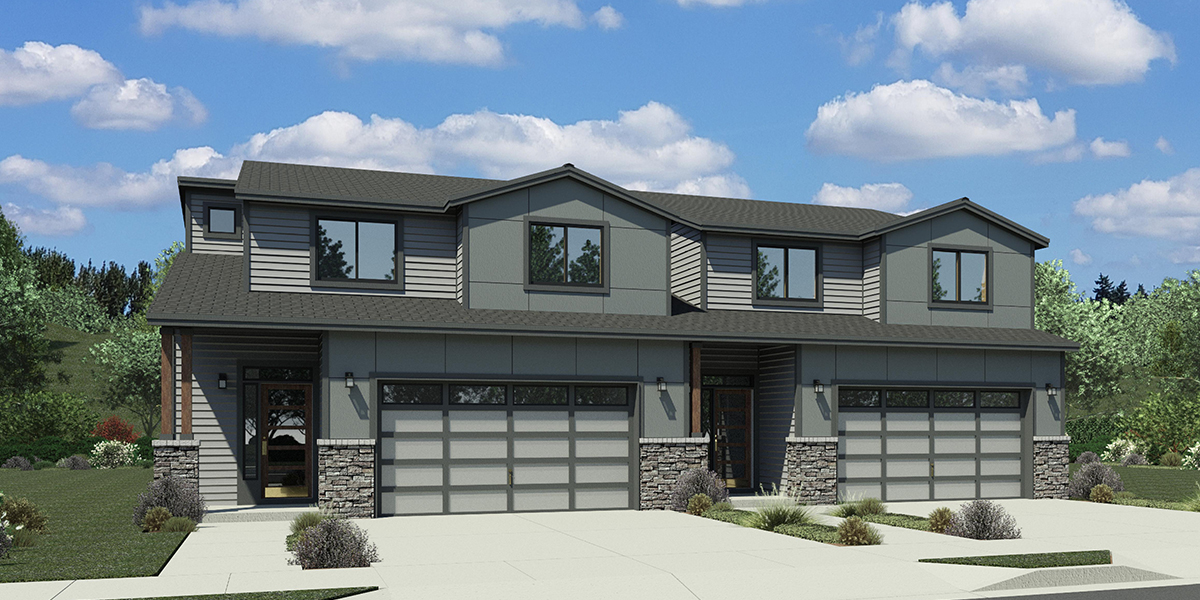 D-737 Invest in modern living with our luxury townhouse plans, complete with a master bedroom on the main floor and an oversized garage. Architectural excellence awaits. Join us in building the future of housing!