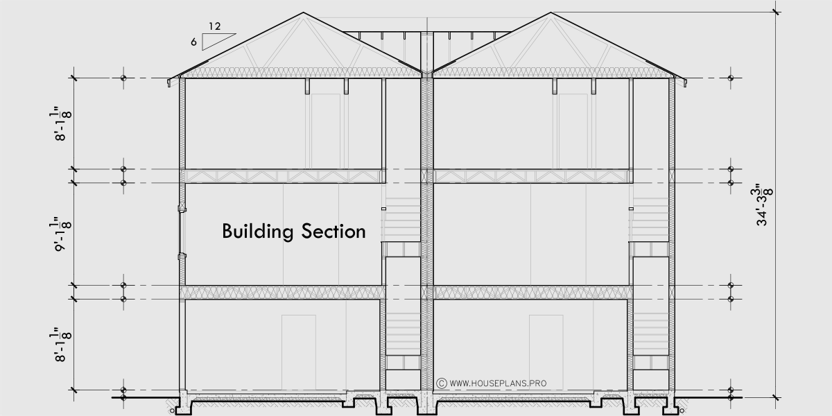 House rear elevation view for D-729 Luxury duplex house plan with bonus studio