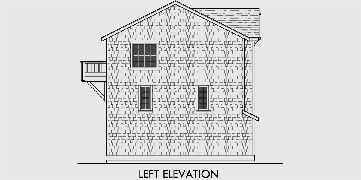 House rear elevation view for F-546 Fourplex house plans, 3 story town house, 3 bedroom townhouse, 4 plex plans with garage, F-546