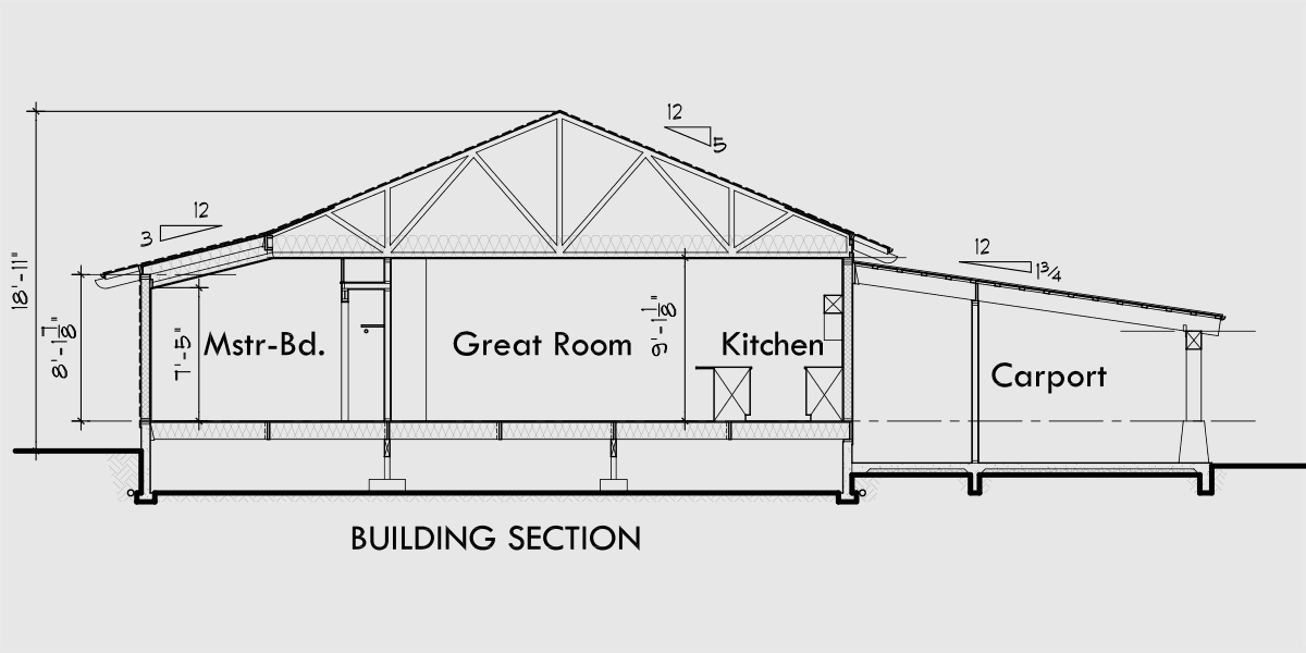 Additional Info for Single Level House Plan features Open Living Area,
Structural Insulated Panels (SIPs) wall construction