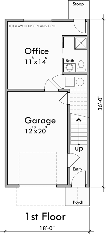 Lower Floor Plan for F-682 Best selling 4 plex town house plan 18 ft wide narrow units F-682