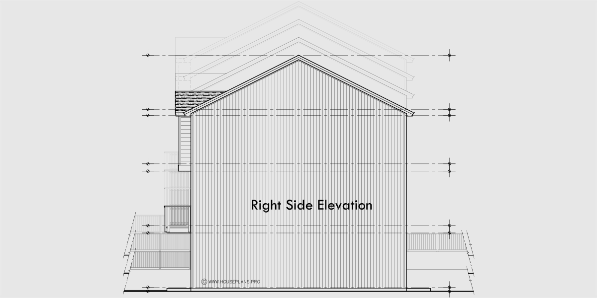 House rear elevation view for F-682 Best selling 4 plex town house plan 18 ft wide narrow units F-682